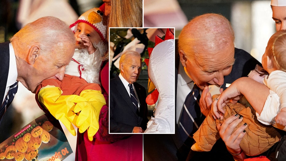 Biden bites babies visiting for White House Halloween trick-or-treat celebration