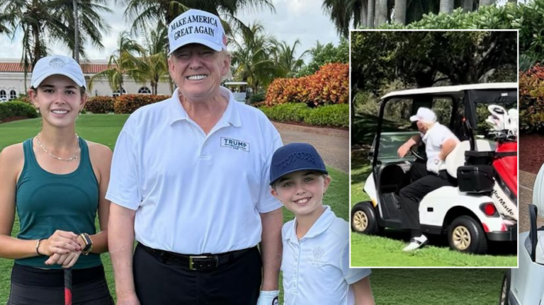 Trump spends time golfing with grandkids near Mar-a-Lago after landslide election victory