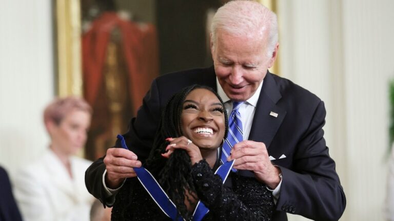 Simone Biles calls for Biden to 'make things shake' before leaving office after Trump beats Harris