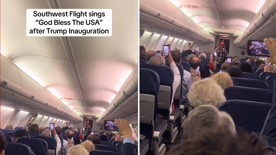 President Trump supporters sing 'God Bless the USA' on flight leaving inauguration in DC