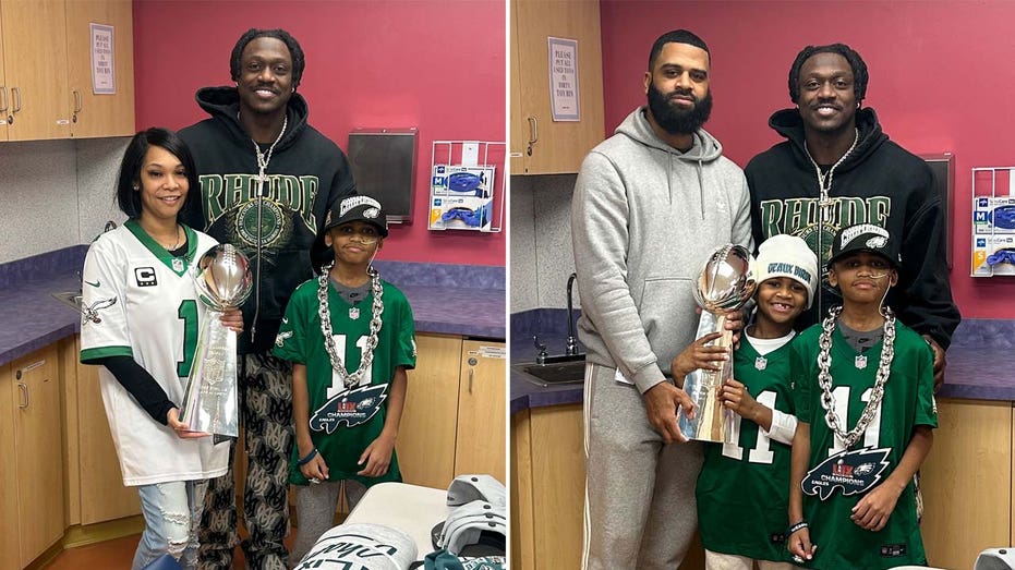 AJ Brown brings Lombardi Trophy to young Eagles fan recovering in hospital after Philadelphia plane crash