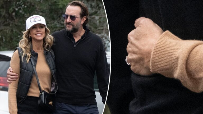 Kevin Costner's ex Christine Baumgartner flashes ring on outing with new fiancé