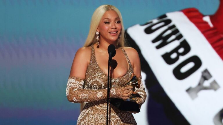 Beyoncé honors first responders in Grammys speech for album of the year win