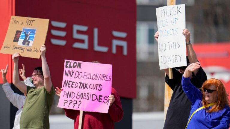 Tesla vehicles, charging stations targeted as protesters denounce DOGE, Elon Musk