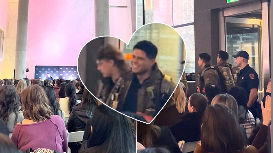 False alarm, real heat: Firefighters surprise crowd of romance novel fans