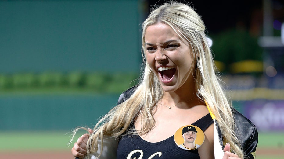 Livvy Dunne cheers on fellow Sports Illustrated models' first pitch before boyfriend Paul Skenes pitches