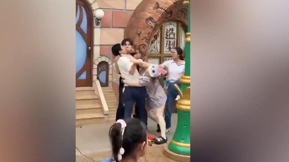 Disneyland China visitors caught on camera brawling over apparent line-cutting dispute