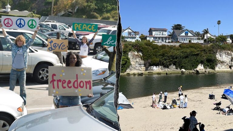 California beach ‘Resist!’ protest pushes ‘kindness’ while calling to ‘86 47’ in anti-Trump message