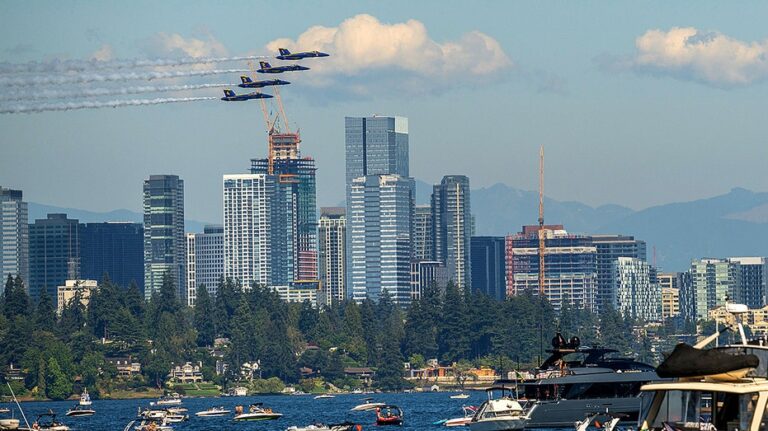 Climate activists demand end to US Navy's 'Blue Angels' airshow in Seattle