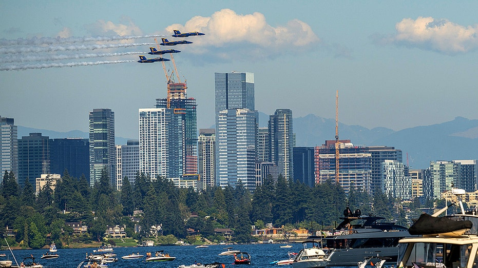 Climate activists demand end to US Navy's 'Blue Angels' airshow in Seattle