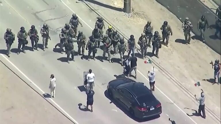 Immigration operation at California cannabis farms leads to clash between federal agents and protesters