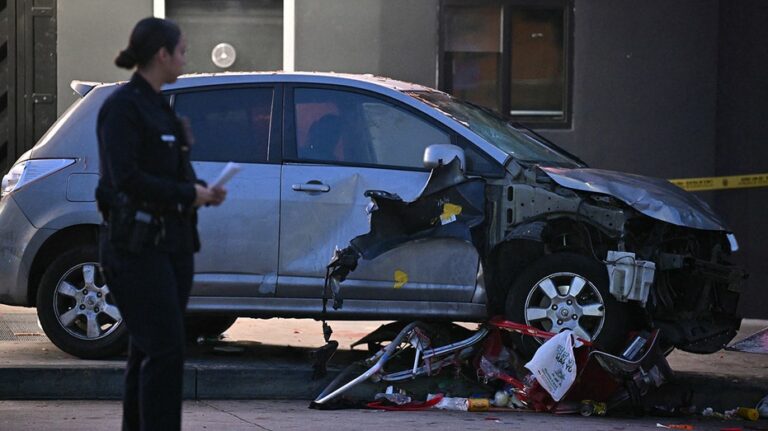 California man accused of ramming car into LA crowd is convicted felon out on parole, police say