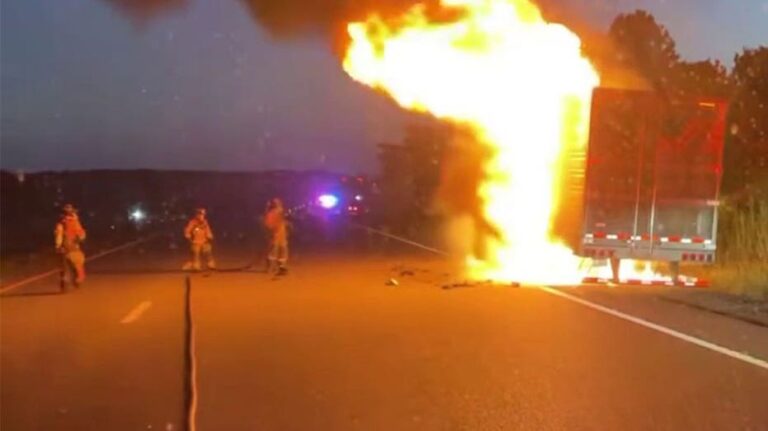 Vegan firefighter hoses down burning tractor-trailer carrying 40,000 pounds of ribeye steaks: 'Total loss'