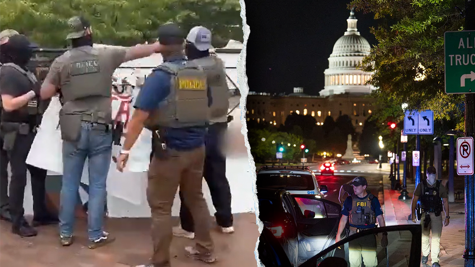 WATCH: Agents rip down vulgar anti-ICE sign amid Trump DC takeover: 'Taking America back'