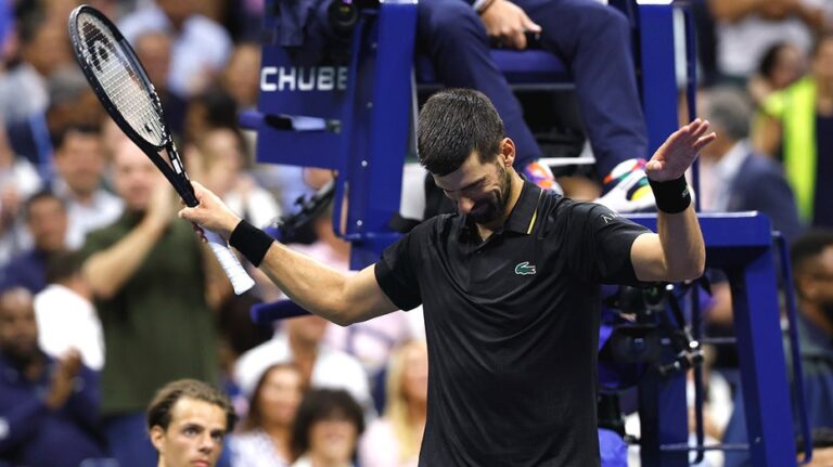 Novak Djokovic spars with US Open crowd in win over American Taylor Fritz