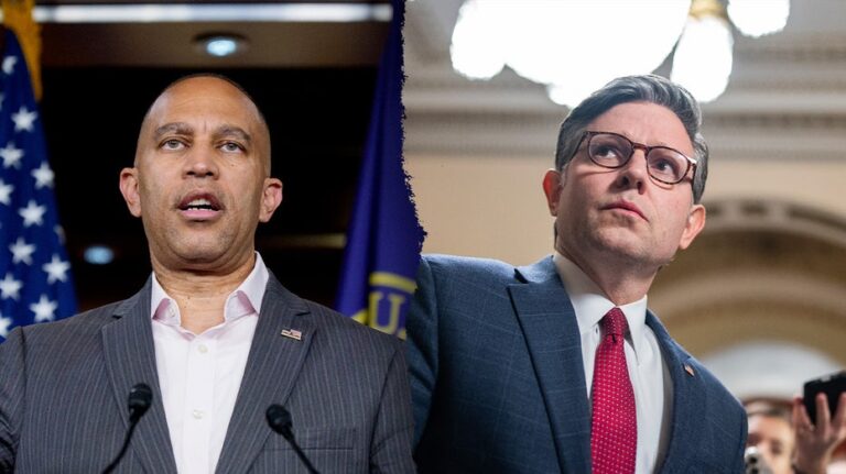 Mike Johnson fires back at Hakeem Jeffries' 'desperate' call for televised shutdown debate