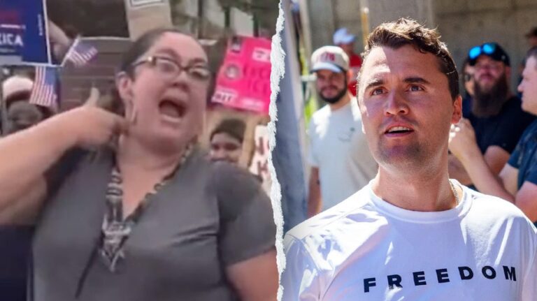 Social media erupts over 'deranged' teacher mocking Charlie Kirk's death in 'No Kings' viral video