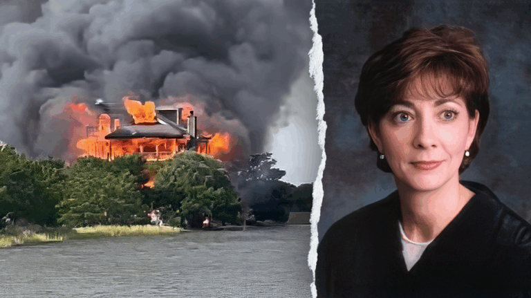 Judge's waterfront mansion burns in possible arson as first responders use kayaks for dramatic rescue
