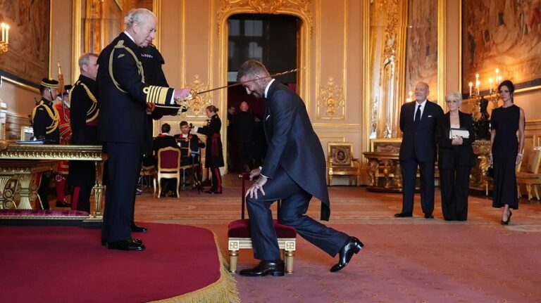David Beckham knighted by King Charles for services to sport and charity