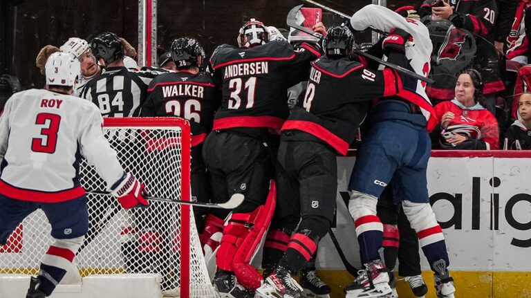 Capitals center's hit on Hurricanes' goaltender sparks melee in Washington's win