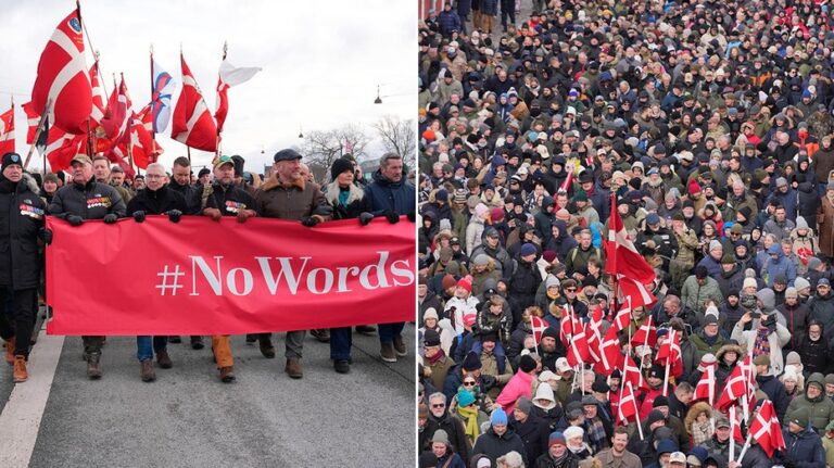 Hundreds protest Trump's NATO comments and Greenland demands at US embassy in Copenhagen
