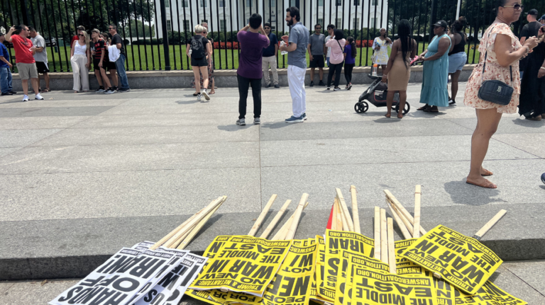 Anti-US protesters funded by pro-China tycoon mobilize as first bombs fall on Iran