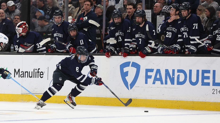College hockey game thrown into chaos as lights turn off in arena during pivotal moment of OT