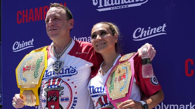 Legendary Joey Chestnut wins 18th Nathan's Hot Dog Eating Contest by downing 66 wieners and buns